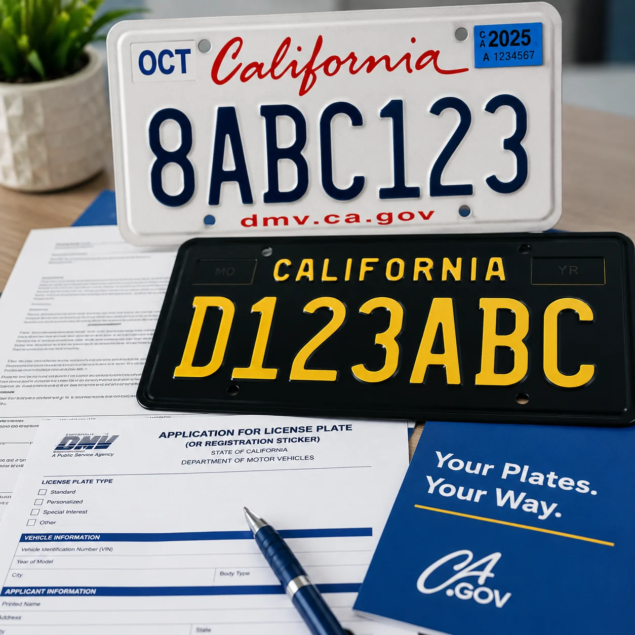 California license plate services with DMV registration paperwork assistance