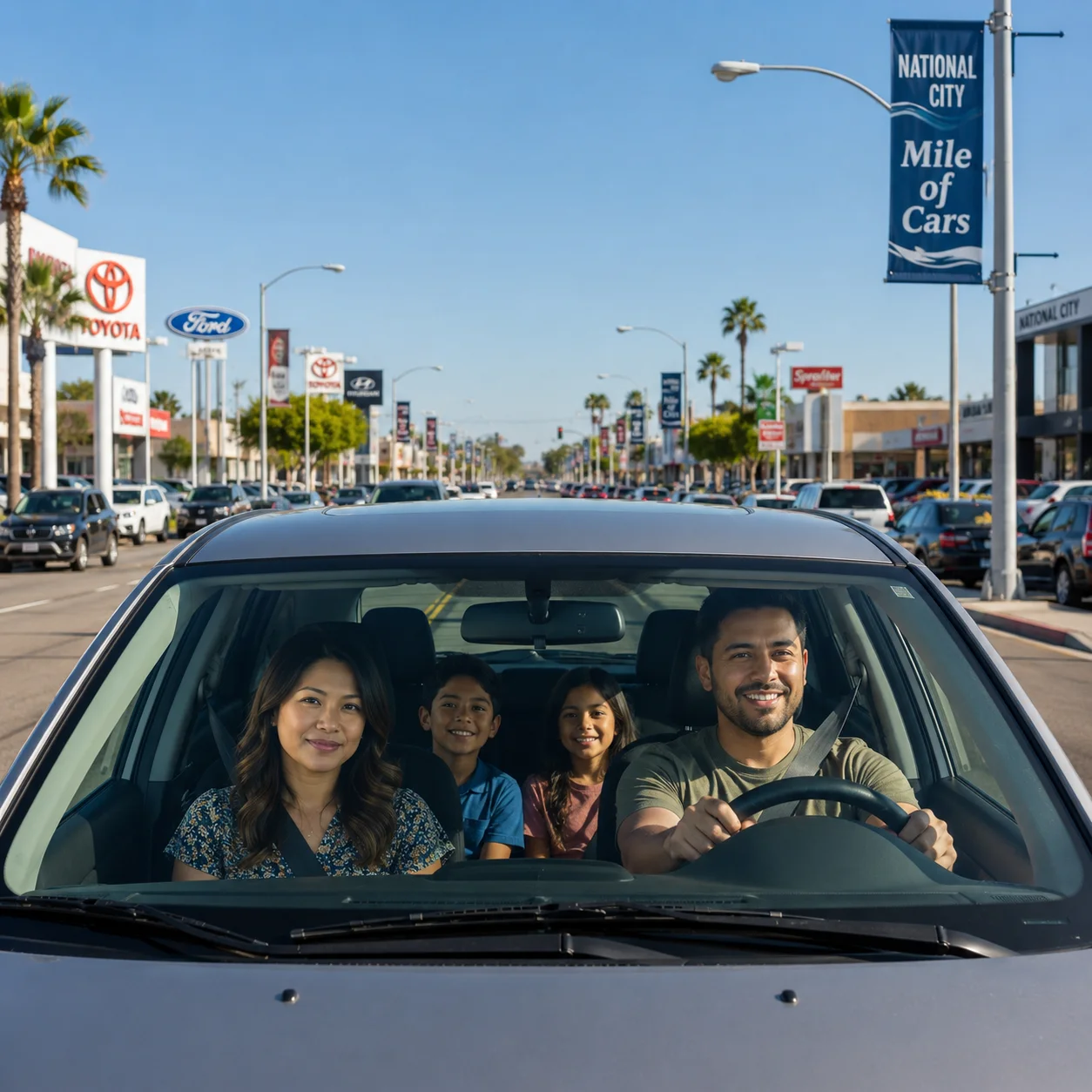 California vehicle with temporary operating permit displayed in rear window